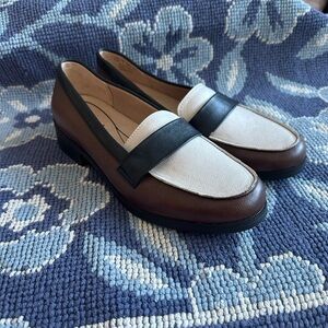 Life Stride Brown and White Loafers with Black Strap